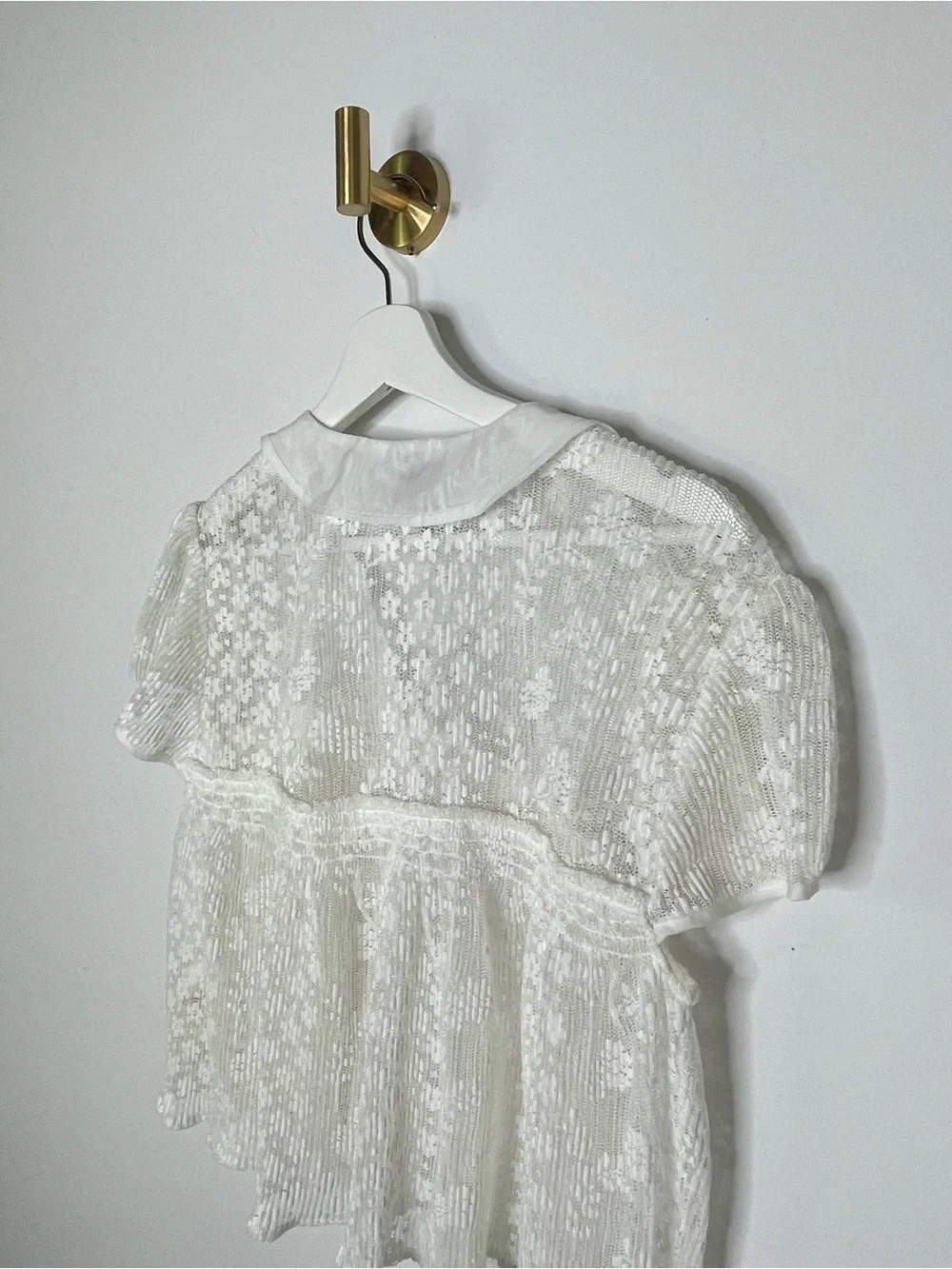 Feminine | Maeve for Anthropologie Lace Sheer Babydoll Layer Top | Collar V Neck